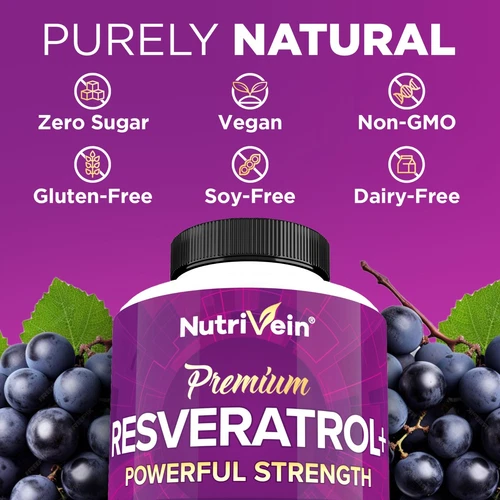 Nutrivein Resveratrol 1450mg - Anti Aging Skin Care Antioxidants Supplement - Picture 5 of 7