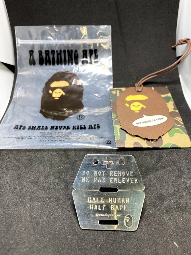 A BATHING APE (BAPE) A BATHING APE BAPE SILVER Dog Tag Collana Top Japan Edizione Limitata