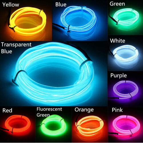 Flexible 1M 2M LED Neon Light Glow EL Wire Strip tube Rope Home Car Decor NEW - Afbeelding 1 van 26