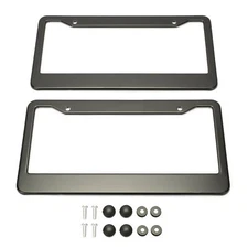 Car Carbon Fiber License Plate Frame Cover Front & Rear Universal USA Size 2Pcs