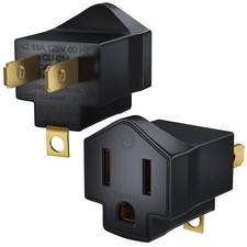 2 Prong to 3 Prong Adapter 2 Pack Turn Any 2 Prong Outlet into A 3 Prong Outl...