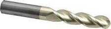 Accupro 1/2" Diam, 2" LOC, 3 Flute Solid Carbide Ball End Mill ZrN Finish, Si...