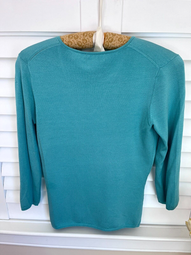 Barneys New York Silk Blend Twinset Cardigan Sweater Pale Aqua Blue Size XS - Picture 21 of 24