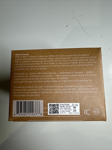 Simplisafe Indoor Security Camera SSCM2 New! A - Picture 2 of 2