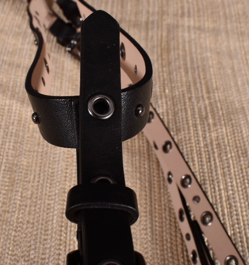 BCBGMAXAZRIA Womens Black Grommet Studded Convertible Harness Belt S‎ NEW BCBGMAXAZRIA Black Perforated Studded Sexy Body Harness Belt  main image 4