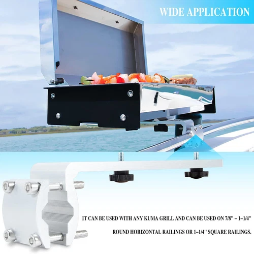 for Kuuma 58182 Stow N' Go Grill Rail Mount 7/8" to 1-1/4" Marine BBQ Boat RV - Picture 4 of 10