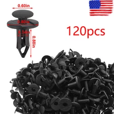 120pc Clips for Hole Plastic Rivets Retainer Fender Bumper Push Pin Fastener 8mm