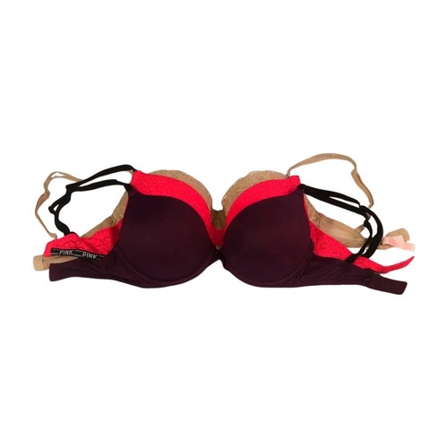 Lotto 3 reggiseni push up Victorias Secret ROSA taglia 32DD dove ovunque - Foto 1 di 4