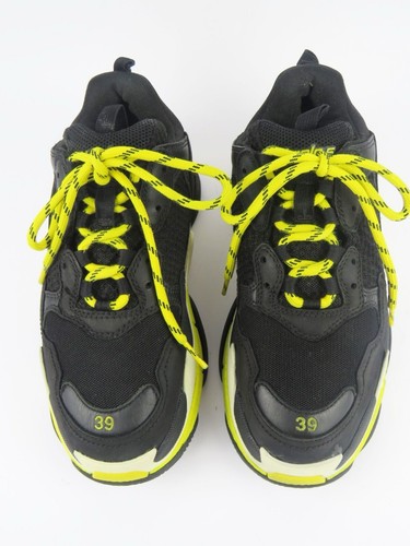 Balenciaga Triple S Black/White/Yellow Sneakers Usate EU 39 UK 6 US 9 - Imagen 5 de 14