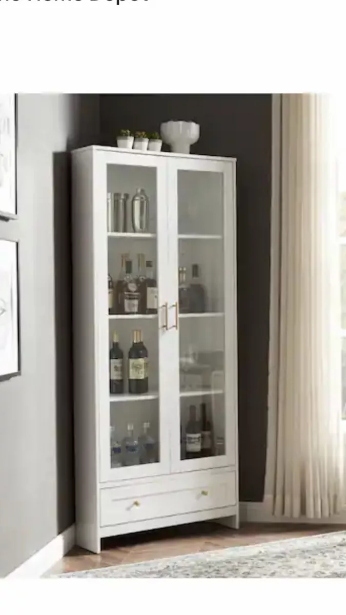 Home Source Corner Storage Cabinet in White with Glass Doors eBay