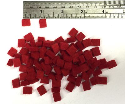 100 Upright Piano Hammer Butt Felt Squares, Red, Medium, Precut, 5/16''x3/8''