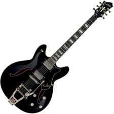 Hagstrom Tremar Viking Deluxe Semi-hollow Electric Guitar Black Finish W/tremolo
