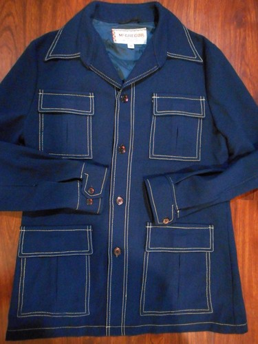 Vtg McGegor Mens Button Fron Suit Blazer Jacket Coat Blue Ployester Sz 40 Medium - Picture 8 of 8