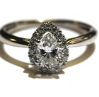 Natural GIA pear fancy diamond 14k white gold halo engagement ring .64ct I1 D — photo 2
