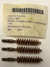 Military USGI 9mm 38. CAL Bore Brush Cleaning Brush Small Arms Brass USA 3 Pack