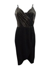 CeCe Women's Metallic Sleeveless Wrap Dress (4, Black) 039376159654