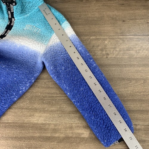 Justice Girls Patterned Faux Sherpa 1/4 Zip-Front Hoodie Blue Dip Dye Size 6/7 - Picture 13 of 14