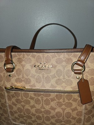 COACH CCD69 Station Tote Bag In Signature Canvas & Leather Gold