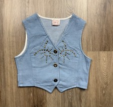 50s VINTAGE Lurrie Pizer Studded Rockabilly Vest Youth Toddler Western Denim