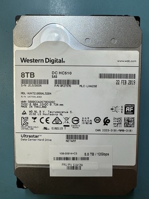 Western Digital Model, DC HC510 SAS Hard Drive 8TB / 12Gbps / FRU E-X4128A