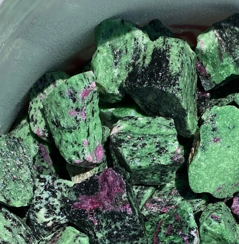 Raw Ruby Flo Rite Rare Raw Ruby Zoisite Gem Pocket Stone Ruby Fluorescent under Black ...