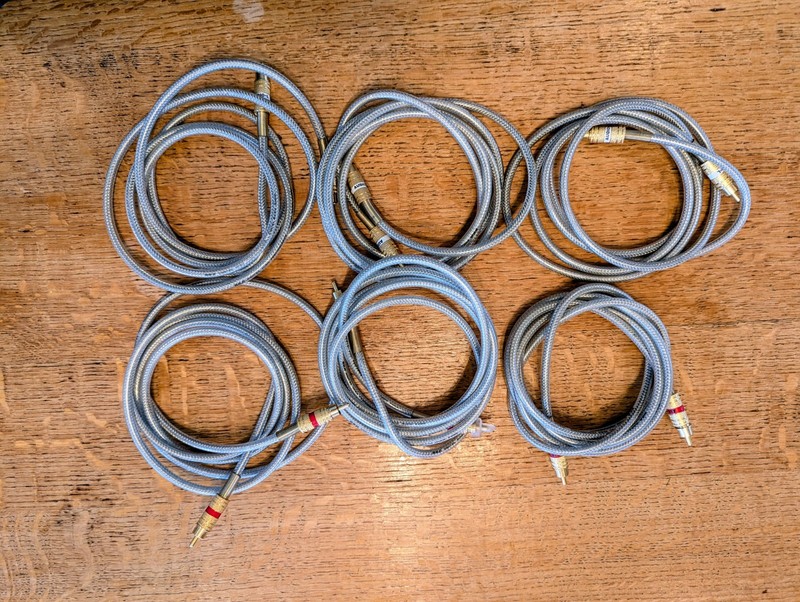 Qty Six 6 Foot Braided RCA Audio Cables