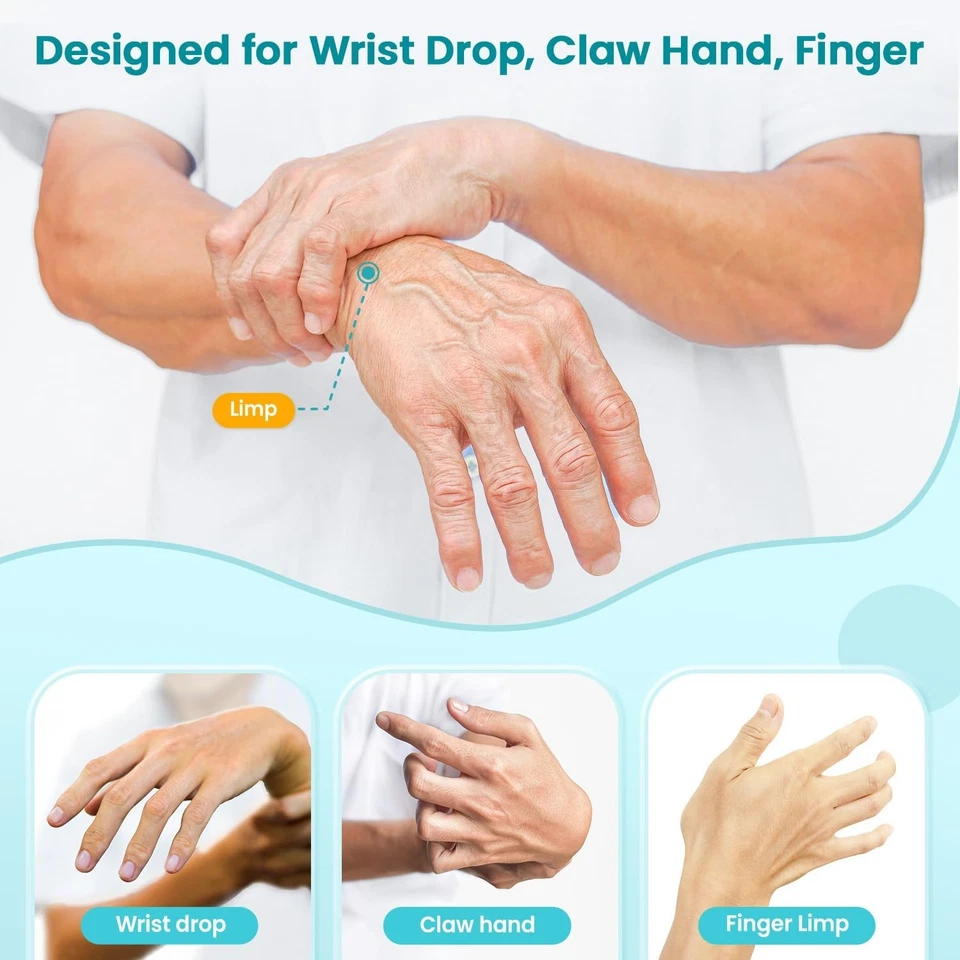 Férula ortopédica para parálisis nerviosa radial para extensión de dedo muñeca caída muleta parálisis Foto 2 de 4