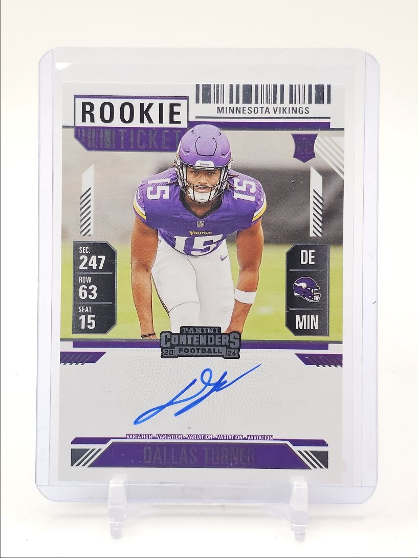 DALLAS TURNER 2024 CONTENDERS ROOKIE TICKET VARIATION #123 RC AUTO Q3562