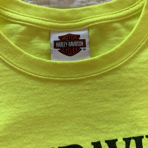 Camisa Harley Davidson Spellout Talla 2X Seguridad Amarilla Gruesa River Meridian, MS - Imagen 3 de 6