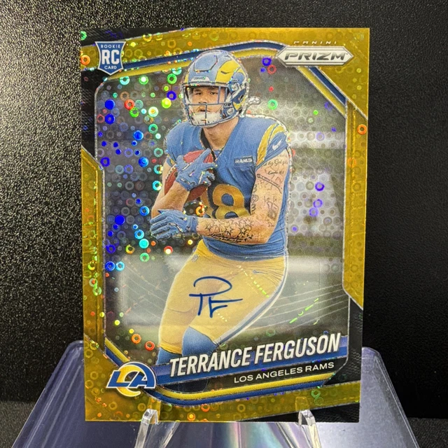 2025 Panini Prizm #379 Terrance Ferguson RC Gold No Huddle Auto 2/10 Rams