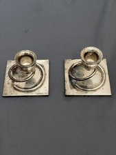 Coppia portacandele a spirale modernista vintage Taxco argento sterling 925