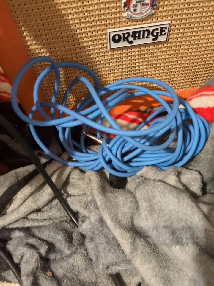 Electric Guitar Orange Amp With Cords - Image 3 of 3