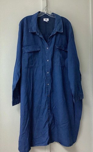 Old Navy CLASSIC Shift Shirtdress Cotton Medium Wash Plus Size 30 Long Sleeve - Picture 9 of 23