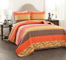 Lush Decor Royal Empire Reversible Cotton Quilt Set, 3 Piece Set Full/ Queen, Ta