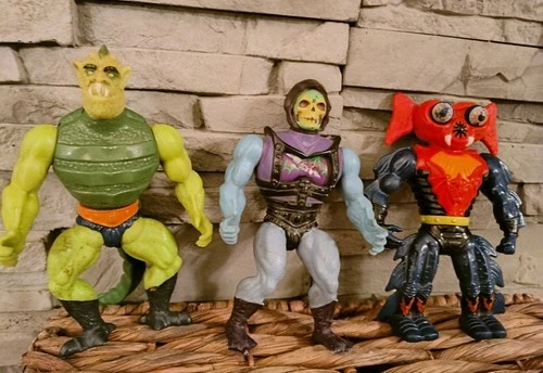 (3) Vintage Skeletor Mantenna Masters of the Universe He Man MOTU Figure Lot!