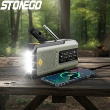 100000mAh Wind Up Solar Radio Hand Crank Emergency FM/AM Power Bank LED Torch