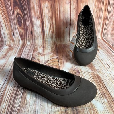 Crocs MAMMOTH LEOPARD Womens Size Brown Ballet Flats Slip On Shoes  Loafers