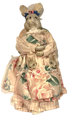 Delton Porcelain Bunny Rabbit Doll w babies Poseable Vintage Easter Spring Decor