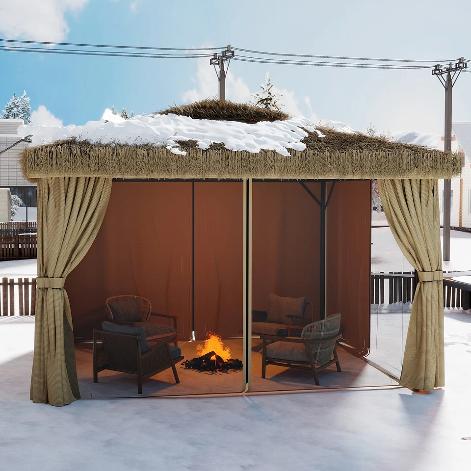 DUJAH 10' x 12' Hardtop Gazebo Outdoor Patio Aluminum Gazebo with Curtains,Net - Image 3 of 4