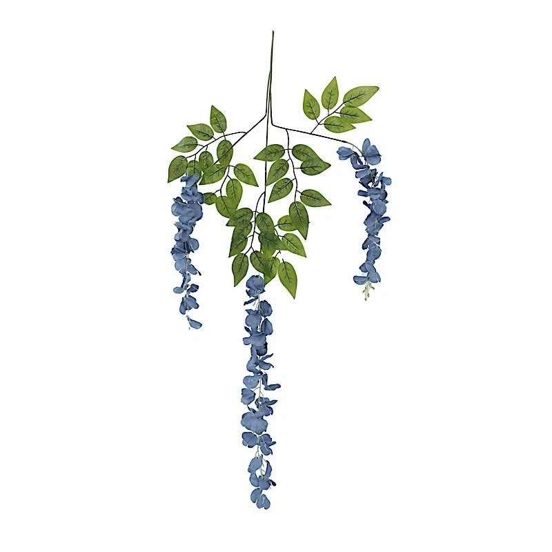 DUSTY BLUE 44" tall Silk Wisteria Flowers Hanging Vine Bush Wedding - Image 3 of 4