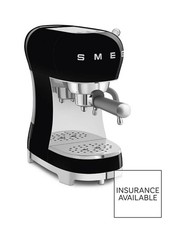 SMEG ESPRESSO 50'S STYLE RETRO COFFEE MACHINE IN BLACK ECF02BLUK 