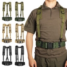 Tactical Military Suspender Adjust Braces Waist Belt Quick Release Buckle Combat