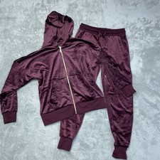 Felina Velour Women's S Tracksuit Burgundy Polyester h0067
