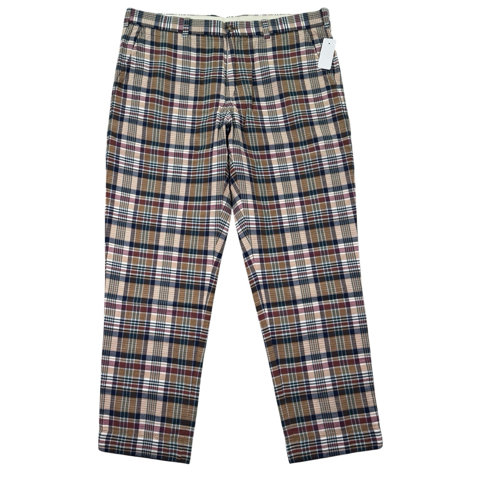 NEW Brooks Brothers Indian Madras Plaid Golf Pants Mens 38x30 Cotton Patchwork
