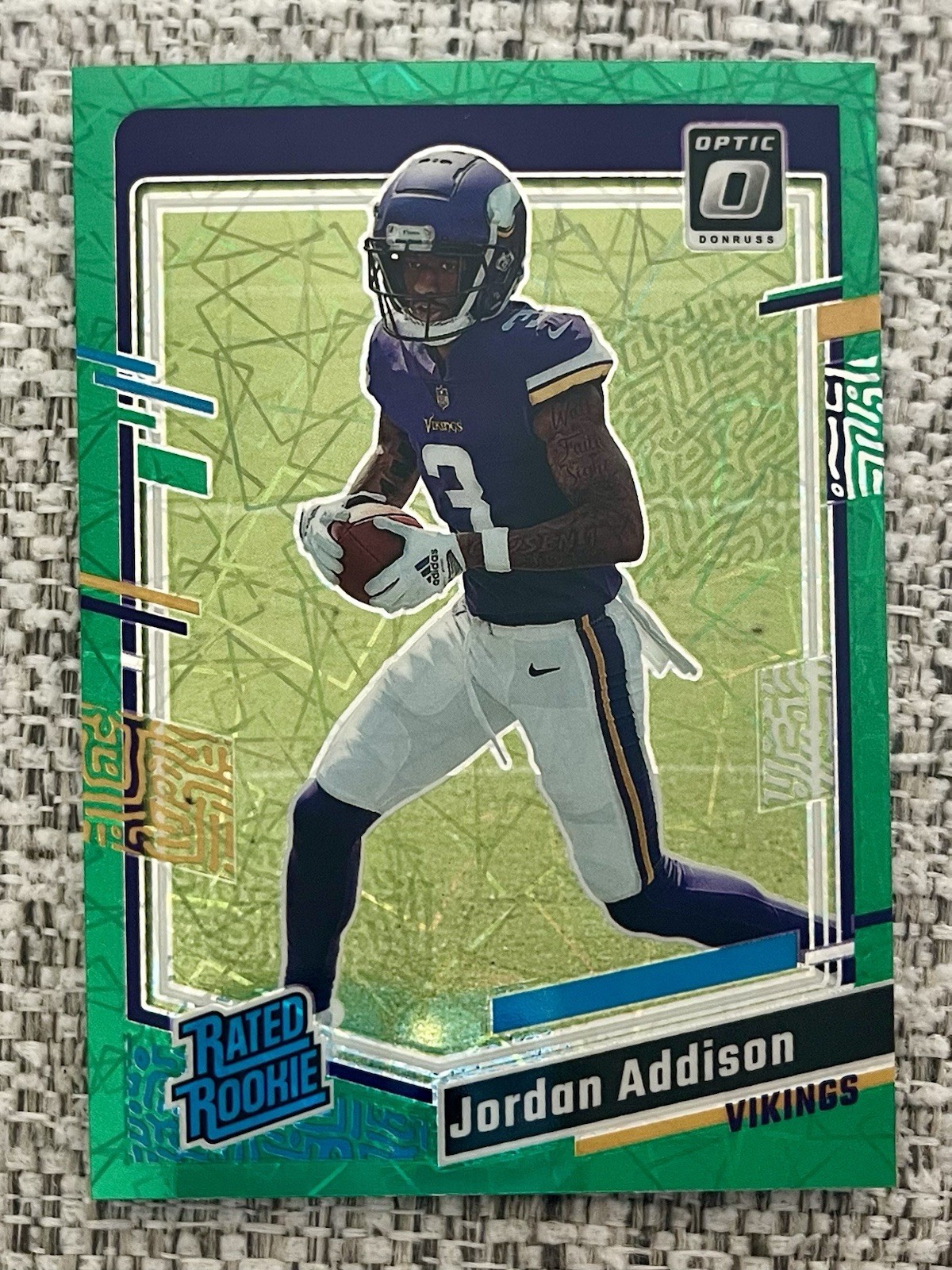 2023 panini Optic - Rated Rookie Jordan Addison #271 Green Velocity Prizm (RC