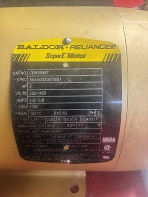 Baldor Reliance Super E Motor CEM3558T 2 HP 230/460V 1760 RPM TEFC