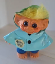 Thomas Dam Troll Doll Coin Bank w/ Raincoat 7" Tall Vintage 1960's