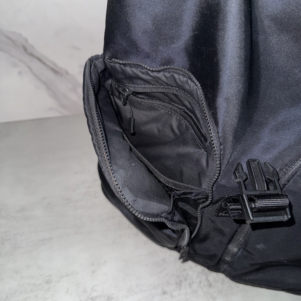 Lululemon Backpack Cinch Top Laptop Black Buckle Flap Lululemon Large Backpacks for Women for sale | eBay main image 2