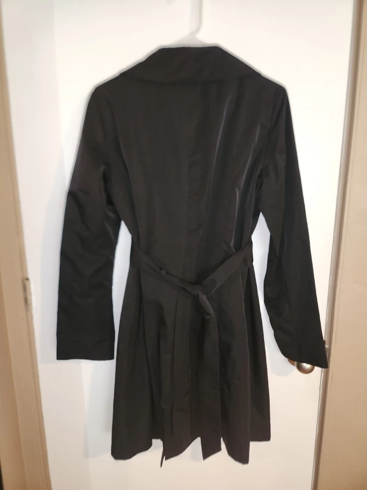 Vera Wang Womens Black Trenchcoat Size Med - Image 2 of 4
