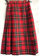 Vtg Blarney Woolen Mills Skirt 10 Royal Stewart Red Tartan Plaid Kilt Ireland